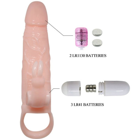 DANCE - BRAVE MAN MANCHE PÉNIS AVEC LAPIN VIBRANT 16,5 CM NATUREL