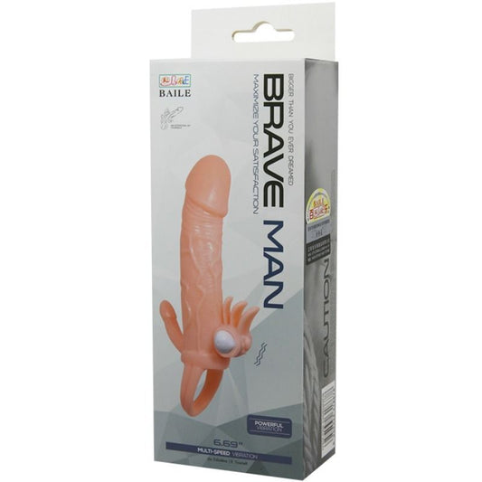 DANCE - BRAVE MAN MANCHE PÉNIS VIBRATEUR ANAL ET CLITORIS 16,5 CM NATUREL