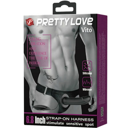 PRETTY LOVE - VITO STRAP ON AVEC GODE CREUX ET VIBRATION 17,3 CM