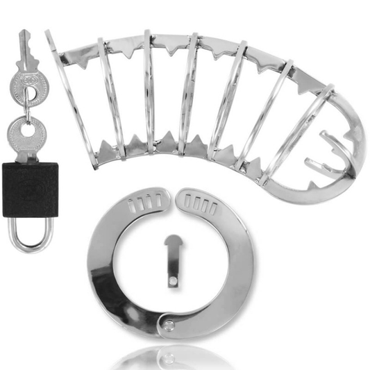 CAGE À PÉNIS EN MÉTAL DUR AVEC VERROU DE SÉCURITÉ 14 CM