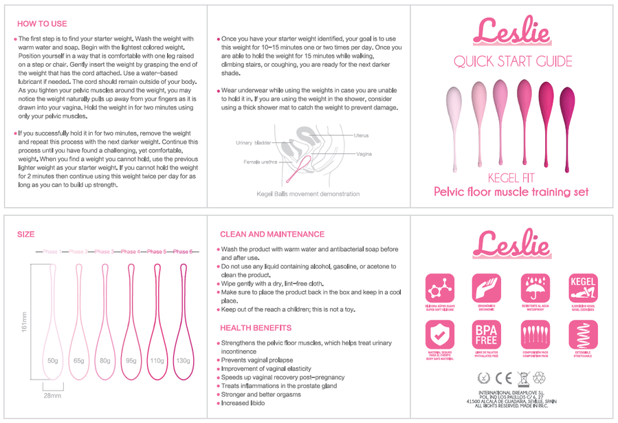 LESLIE - KEGEL FIT ACCOUCHEMENT PELVIEN 6 POIDS