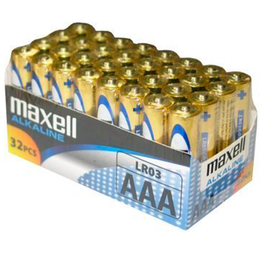 MAXELL - AAA ALKALINE BATTERY LR03 PACK * 32 BATTERIES