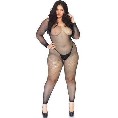 LEG AVENUE - BODYSTOCKING EN RÉSEAU AVEC DES TAILLES 1X-2X BRILLANTES