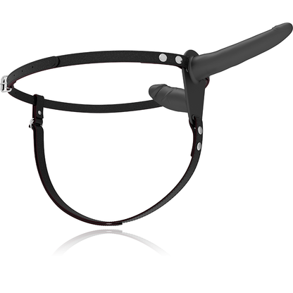 HARNAIS FÉTICHISME SOUMIS - VIBRATEUR NOIR DOUBLE PÉNÉTRATION