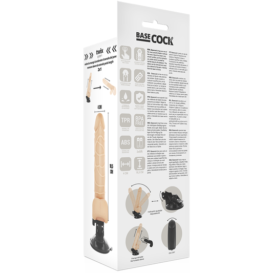 BASECOCK - VIBRATEUR RÉALISTE TÉLÉCOMMANDE NATURELLE 18,5 CM -O- 4CM