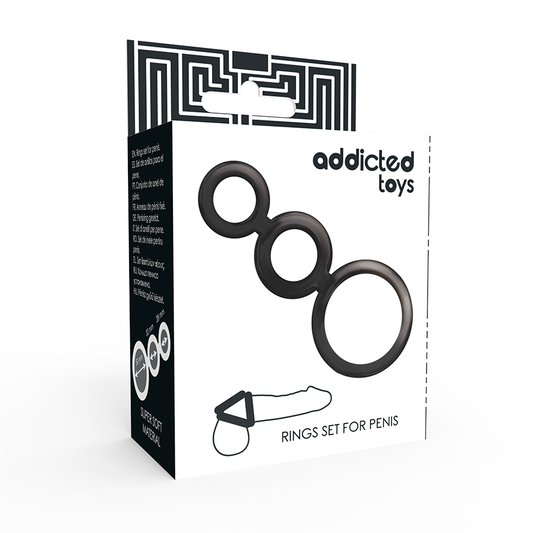 ADDICTED TOYS - ENSEMBLE D'ANNEAU POUR PÉNIS ET TESTICULES - FUMÉ