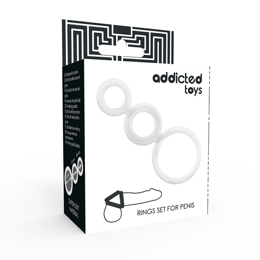 ADDICTED TOYS - ENSEMBLE D'ANNEAU POUR PÉNIS ET TESTICULES TRANSPARENT