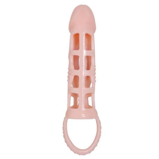 DANCE - EXTENSION DE PÉNIS VIBRANTE AVEC SANGLE NATURELLE 13,5 CM