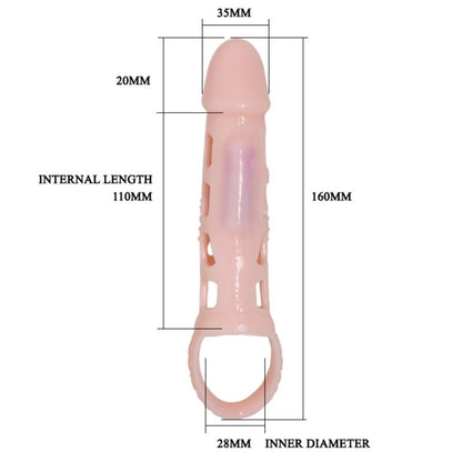 DANCE - EXTENSION DE PÉNIS VIBRANTE AVEC SANGLE NATURELLE 13,5 CM