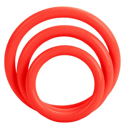 CALEXOTICS - LOT DE TROIS ANNEAUX D'ÉRECTIFICATION ROUGES