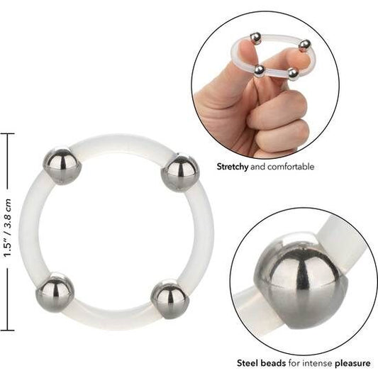 CALEXOTICS - BAGUE EN SILICONE AVEC PERLES EN ACIER TAILLE L