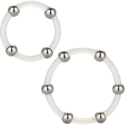 CALEXOTICS - Kit de 2 bagues en silicone avec perles en acier