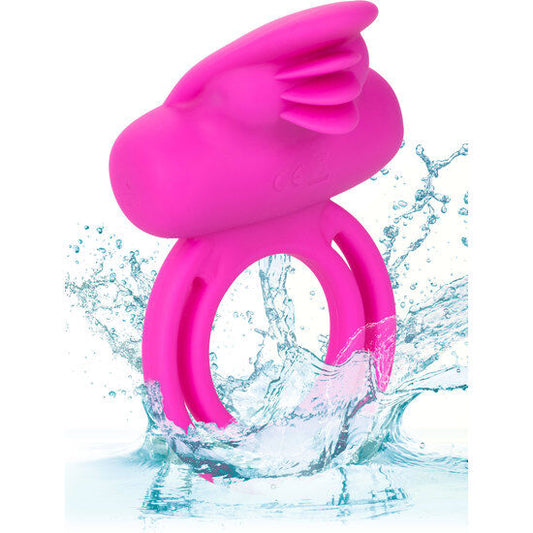 CALEXOTICS - ANNEAU VIBRANT EN SILICONE ROSE À DOUBLE ACTIVATEUR DE CLIT