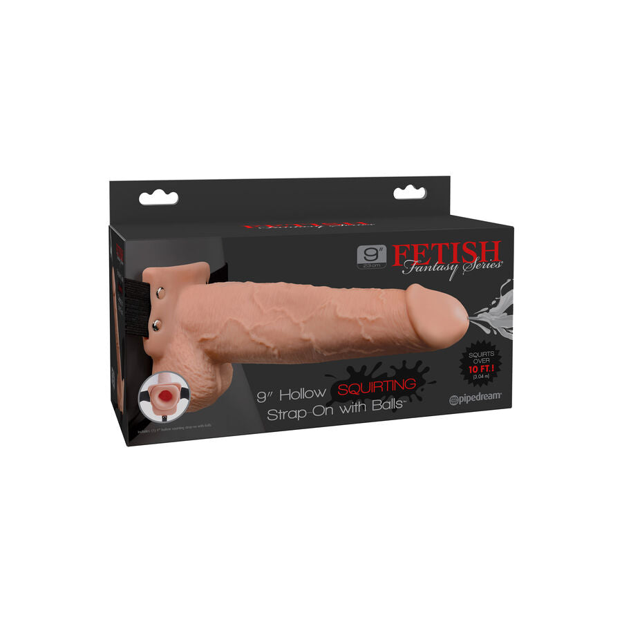 SÉRIE FETISH FANTASY - HARNAIS AVEC PÉNIS ÉJACULATEUR RÉALISTE 22,9 CM