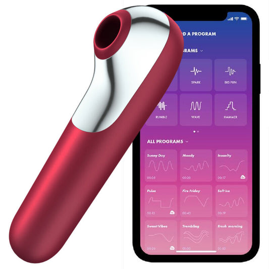 SATISFYER - DUAL LOVE VIBRATOR AND SUCTION WITH PULSED AIR RED