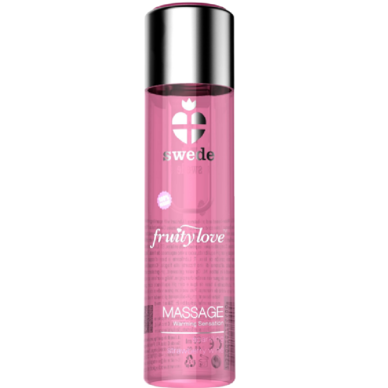 SUÈDE - HUILE FRUITÉE AMOUR EFFET CHALEUR FRAISES AU CHAMPAGNE 120 ML
