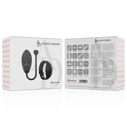 ANNE'S DESIRE - ŒUF TÉLÉCOMMANDÉ AVEC TECHNOLOGIE WATCHME, NOIR