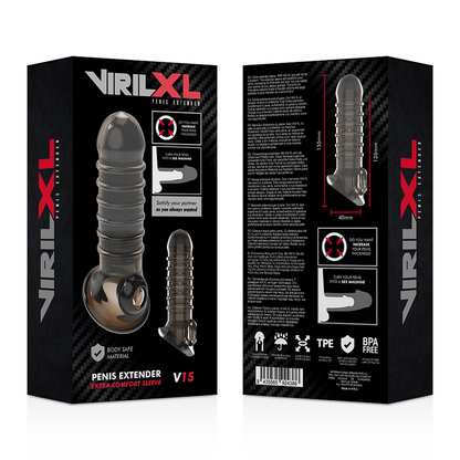 VIRILXL - V15 BLACK PENIS EXTENSION AND SLEEVE